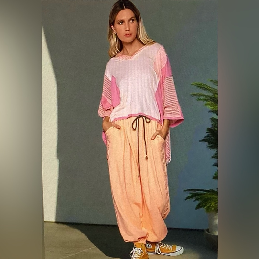 POL Pink and Peach oversized v-neck top - Picture 4 of 4